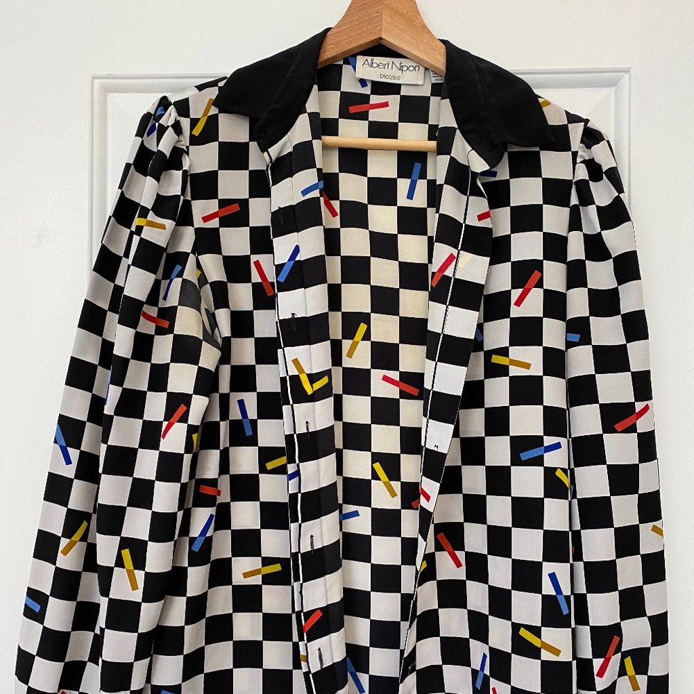 Albert Nipon Vintage Confetti Print Button Down